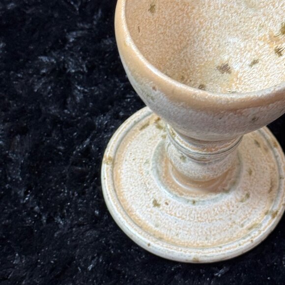 Handcrafted Ceramic Chalice  Goblet Beige/Tan With Rustic Speckled - Picture 6 of 9